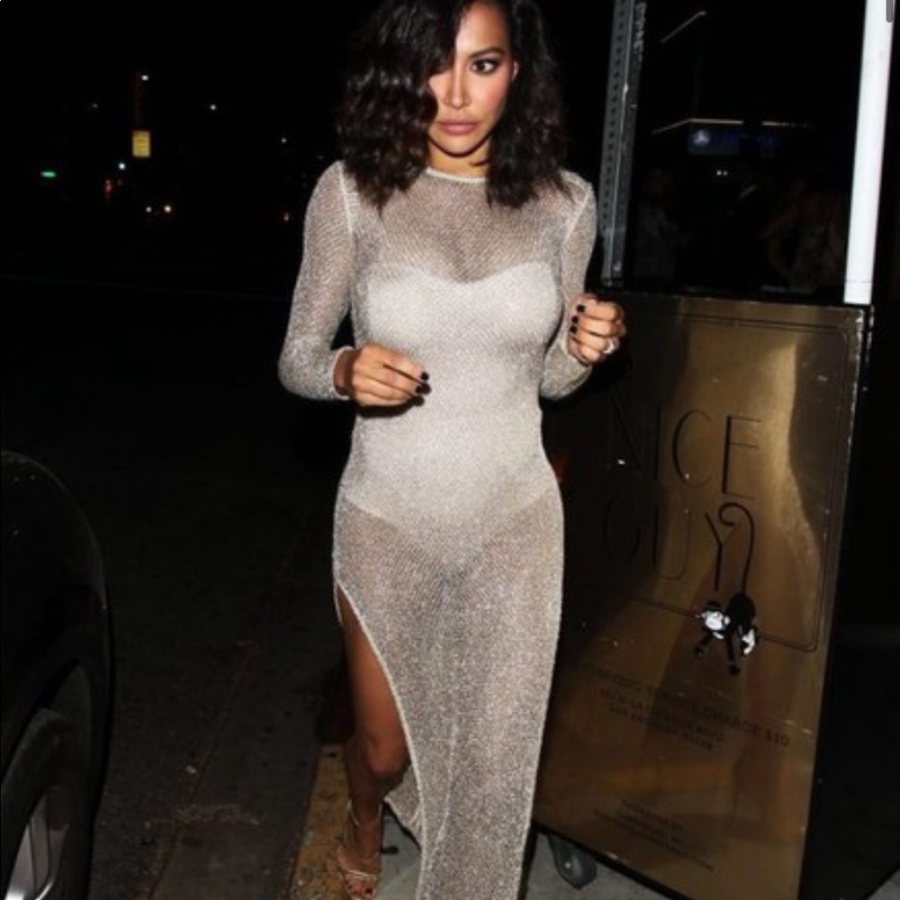 House of CB Gold Safaira chainmail knit sheer dress